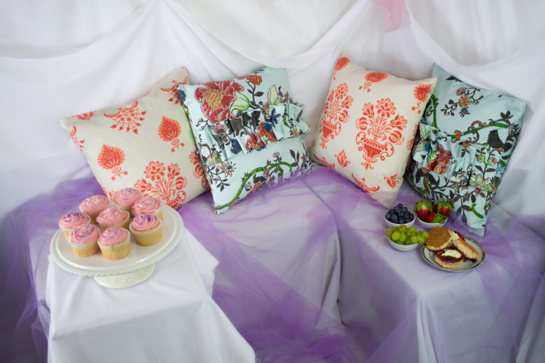 Tammy Silver cushions made with Spoonflower fabrics