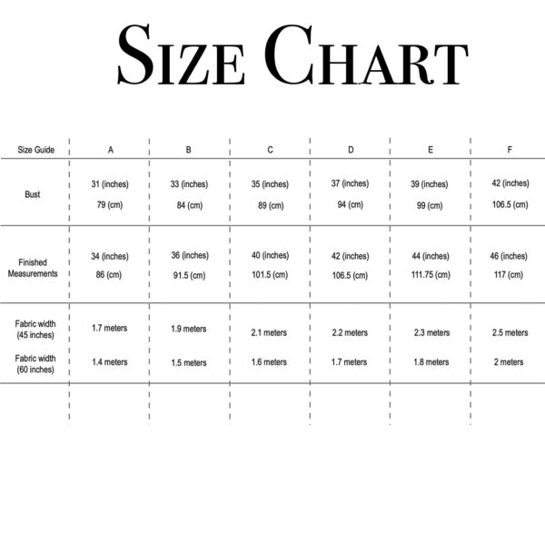 Tammy Silver The Petal Top Size Chart