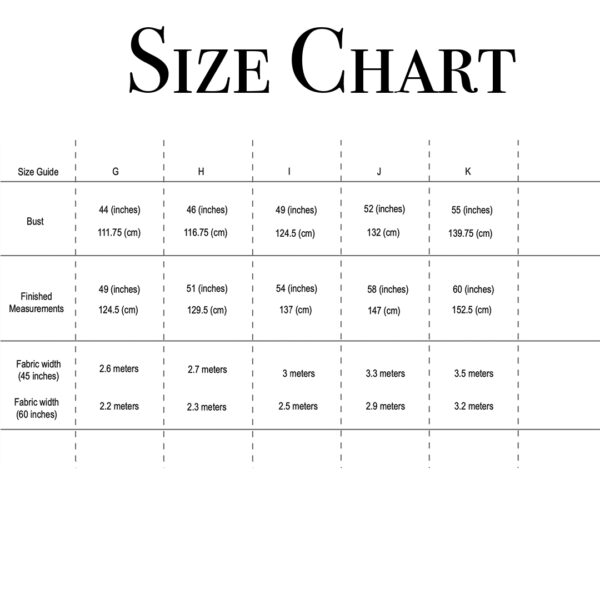 Tammy Silver The Petal Top Size Chart